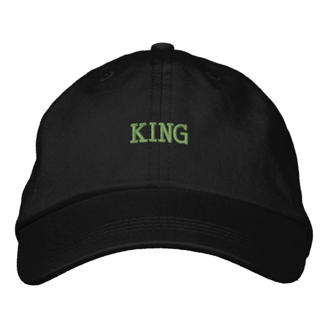 KING Name Font Full Black Cotton Handsome-Hat Embroidered Hat (Front)