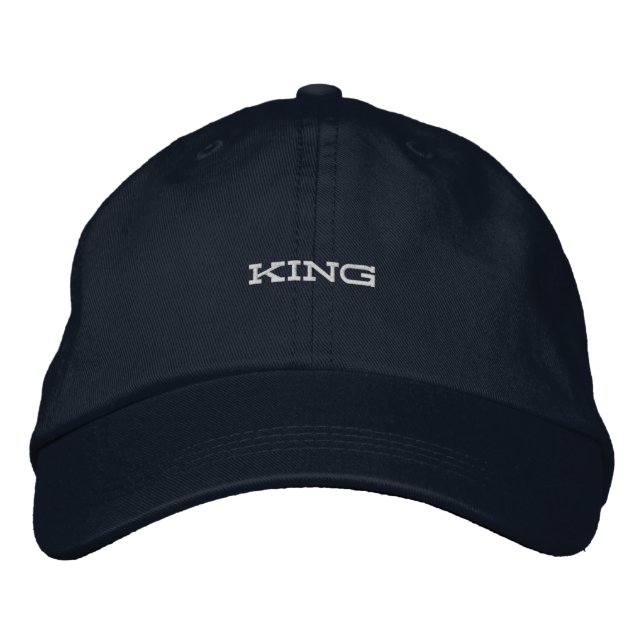 KING Navy Colour Crafted from soft cotton Strap-Ha Embroidered Hat (Front)