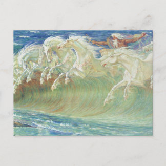 King Neptune's Horses On the Beach Postcard