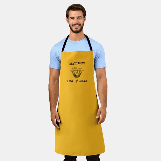 King of Bark Gold Personalised Funny Apron (Worn)