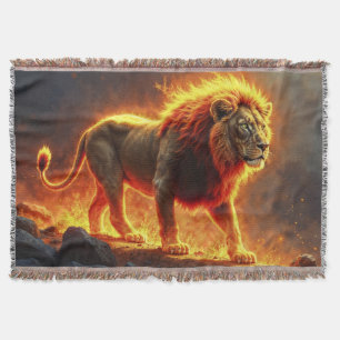 King of beasts Lion majestic infernal animal  Throw Blanket