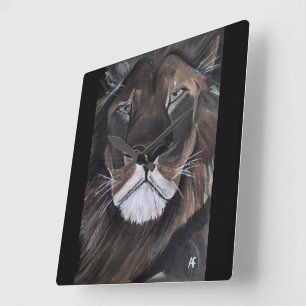 King of Beasts Painting by Alfred Fox Square Wall Clock