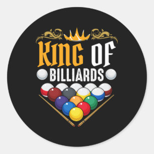 King Of Billiards Pool Billiard Snooker Lover Hob Classic Round Sticker