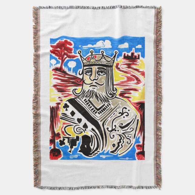 King Of Cards Throw Blanket (Front Vertical)