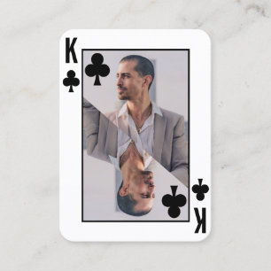 King of Clubs Photo Black White Poker Player Business Card