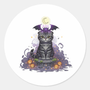 King of Cute Spooky Night – Royal Scottish Fold  Classic Round Sticker