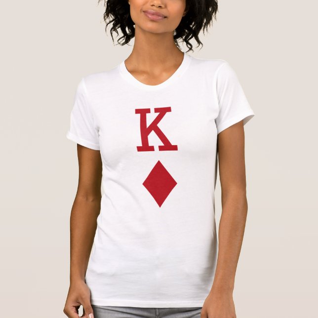 King of Diamonds Red Playing Card T-Shirt (Front)