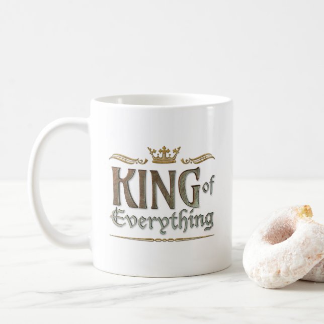 KING of Everything - Grand Mediaeval Royal Crown Coffee Mug (With Donut)