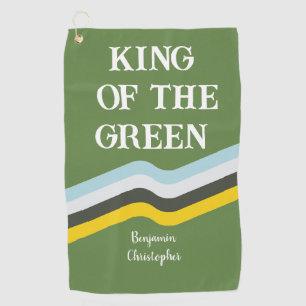 King of Green colourful stripes green custom name  Golf Towel