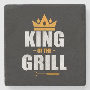 King of grill chef grilling & bbq lovers gift stone coaster
