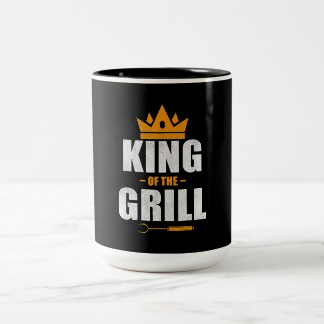 King of grill chef | grilling & bbq lovers gift Two-Tone coffee mug (Center)