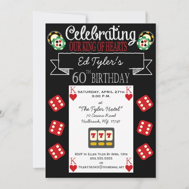 King of Hearts 60th Birthday Party Invitation (Front)