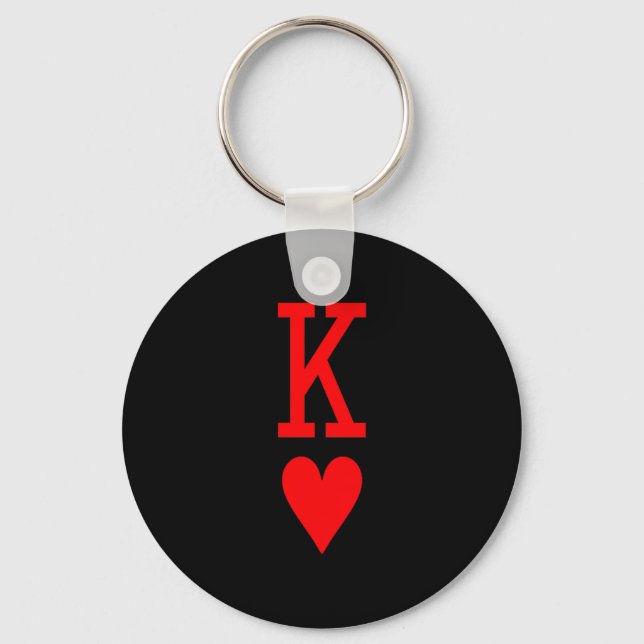 King Of Hearts And Queen Of Hearts Couples Matchin Key Ring (Front)