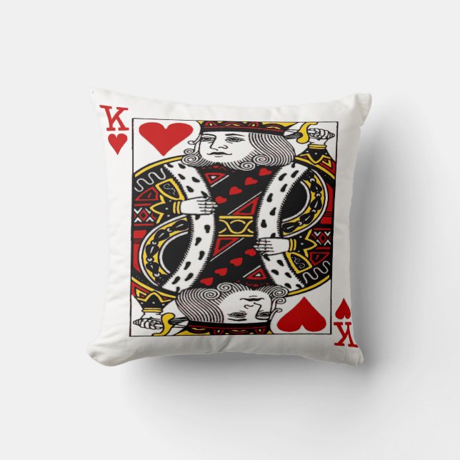 King of Hearts Cards Decorative Throw Pillows (Front)