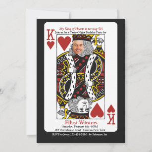 King of Hearts Casino Night Photo Invitation
