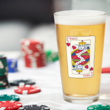 King of Hearts Custom Name Playing Card Glass