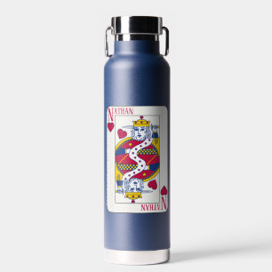 King of Hearts Custom Name Playing Card Stainless Water Bottle