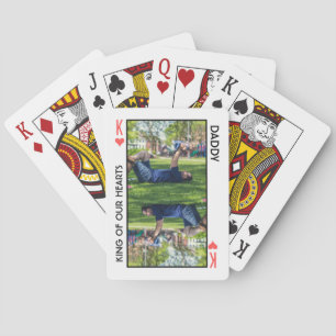 King of Hearts Custom Text and Photo Fathers Day Playing Cards