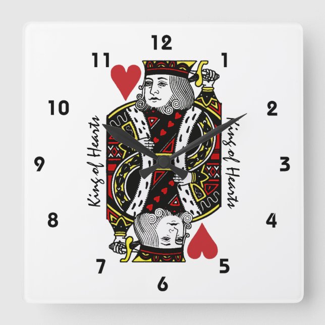King of Hearts Design Wall Clock (Front)