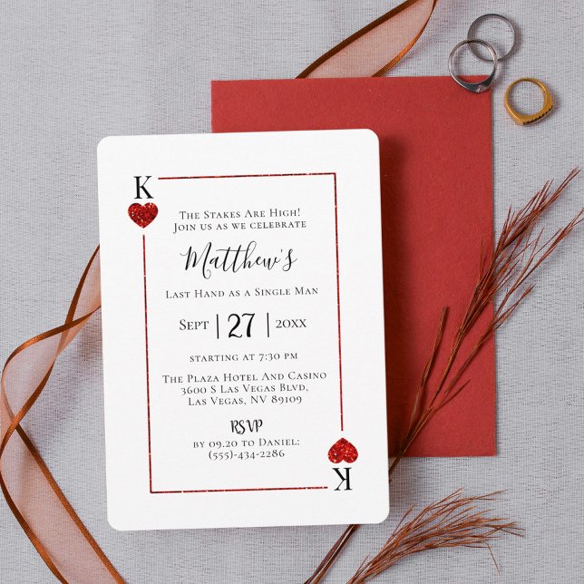 King of Hearts Las Vegas Bachelor Party Invitation (Creator Uploaded)