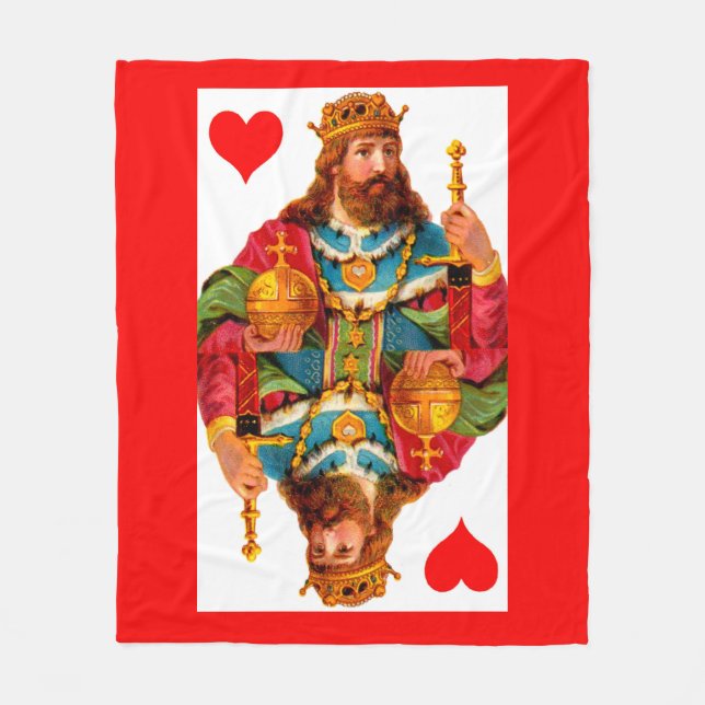 King of Hearts print Fleece Blanket (Front)