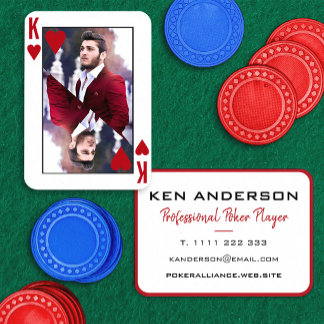 King of Hearts Red White Photo Poker Casino Business Card