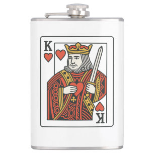 King of Hearts — Regal Red & Gold Hip Flask