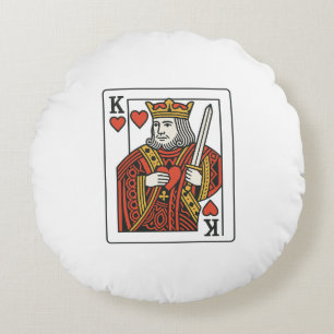 King of Hearts — Regal Red & Gold Round Cushion