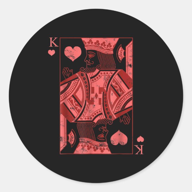 King Of Hearts Valentines Day Cool V-day Couple Ma Classic Round Sticker (Front)