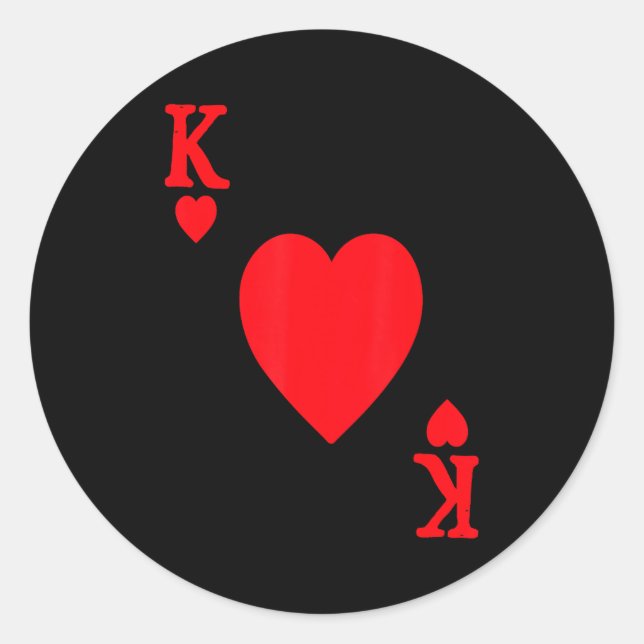 King Of Hearts Valentine's Day Lover Royal Flush F Classic Round Sticker (Front)