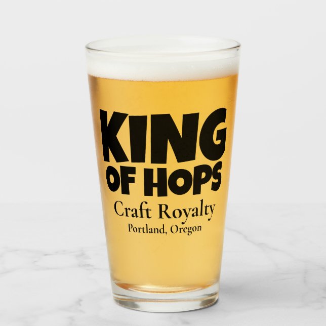 King Of Hops – Craft Royalty – Custom State City  Glass (Front Filled)