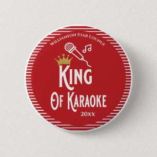 King of Karaoke Singing Contest Red 6 Cm Round Badge