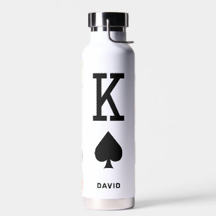 King of my heart   Custom Name 4 Photo Collage Water Bottle