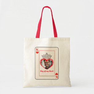King of my Heart Custom Photo Playing Card Tote Bag