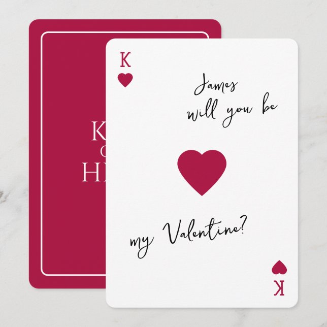 King of my Heart Valentines Card Be My Valentine (Front/Back)