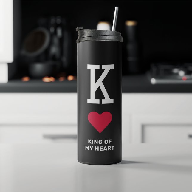 King of my Heart Valentines Day Gift 4 Photo Black Thermal Tumbler (Creator Uploaded)