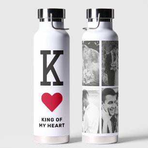 King of my Heart   Valentines Day Gift 4 Photo Water Bottle