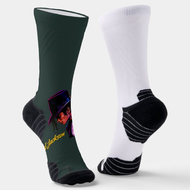 King of Pop Moonwalk Legend Retro Tribute Design Socks (Angled)