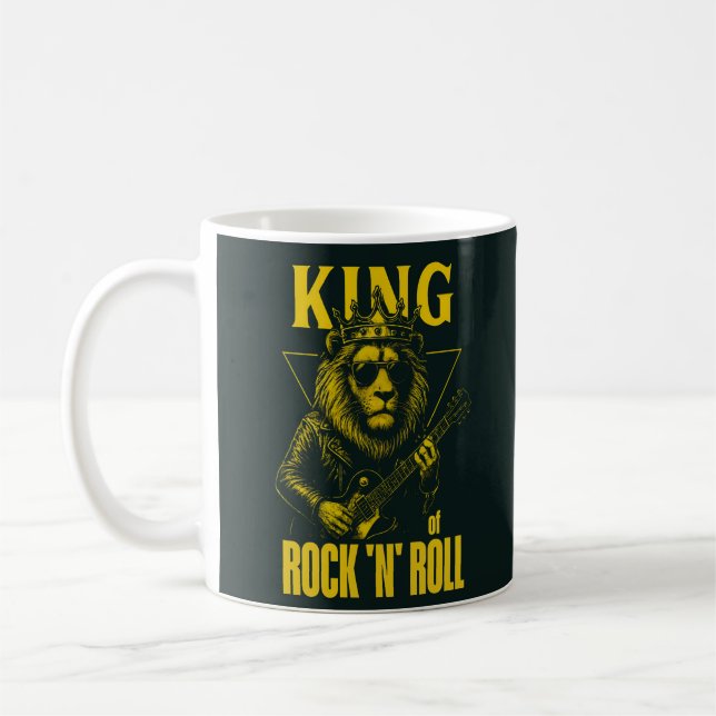 King of Rock N Roll Lion Guitar Player Coffee Mug (Left)