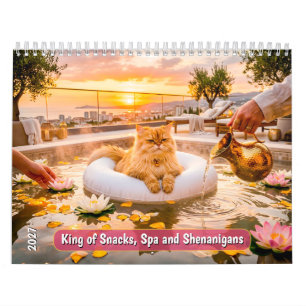 King of Snacks, Spa and Shenanigans Cat Calendar