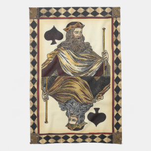 King of Spades Playing Card by Vision Studio Tea Towel