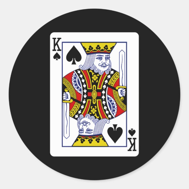 King Of Spades Playing Card Classic Round Sticker (Front)