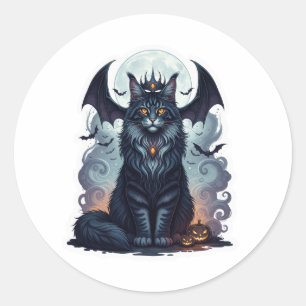 King of Spooky Night – Maine Coon Halloween  Classic Round Sticker