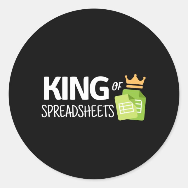 King of spreadsheets classic round sticker (Front)