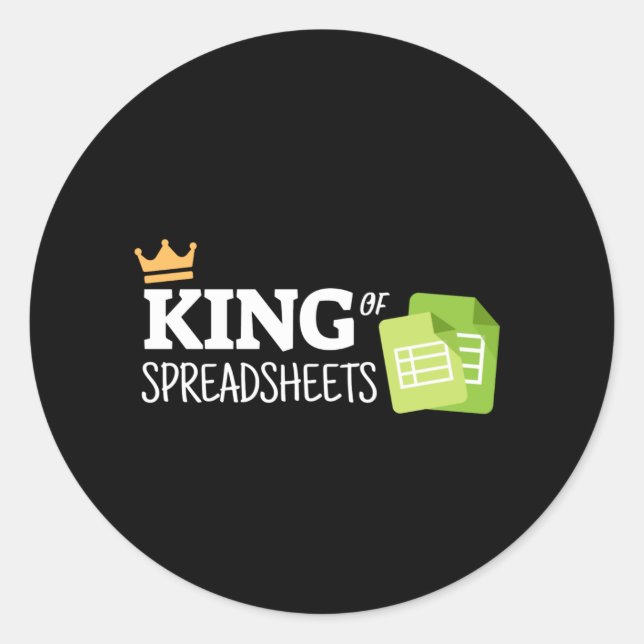 King of spreadsheets classic round sticker (Front)