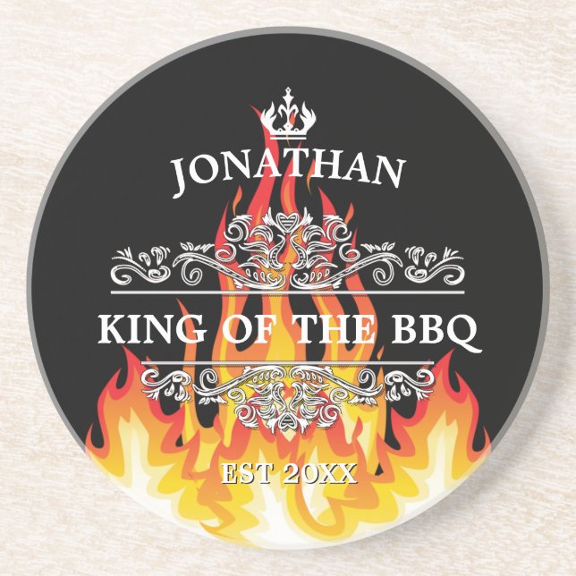 King of The BBQ Black Coaster (Front)