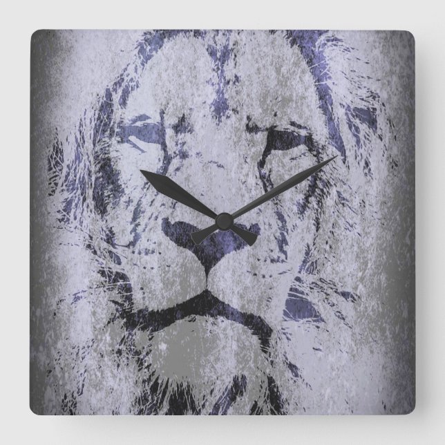 King of the Beasts Square Wall Clock (Front)