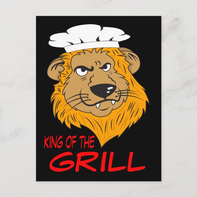 King of the Grill, Angry Lion Head, Funny  Postcard (Front)