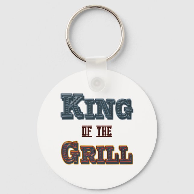 King of the Grill BBQ Cooking Slogan Key Ring (Front)