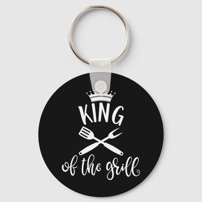 King Of The Grill. Best Barbeque Design Idea Key Ring (Front)